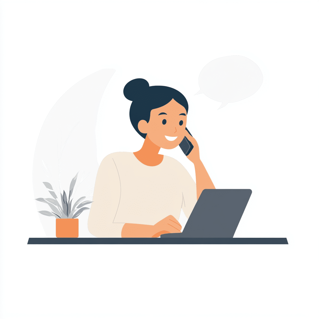 Trabajadora del dep. de atención al cliente atendiendo a una persona interesada en cuidadoras de fin de semana